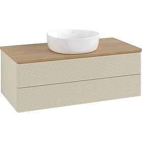 Villeroy & Boch V&B Antao Servantskap med 2 skuffer 100x50x36 cm, m/lys, Grå Mat
