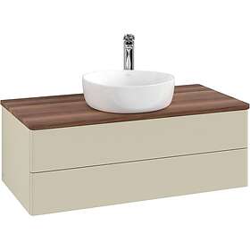 Villeroy & Boch V&B Antao Servantskap med 2 skuffer 100x50x36 cm, m/lys, Grå Mat