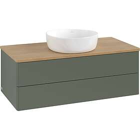 Villeroy & Boch V&B Antao Servantskap med 2 skuffer 100x50x36 cm, m/lys, Grønn M