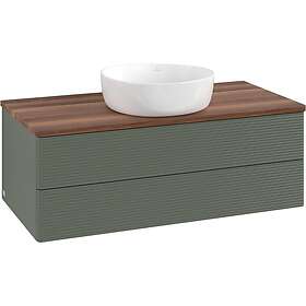 Villeroy & Boch V&B Antao Servantskap med 2 skuffer 100x50x36 cm, m/lys, Grønn M
