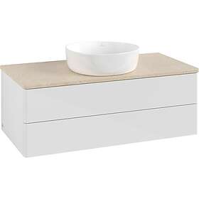Villeroy & Boch V&B Antao Servantskap med 2 skuffer 100x50x36 cm, m/lys, Hvit Bl