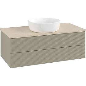 Villeroy & Boch V&B Antao Servantskap med 2 skuffer 100x50x36 cm, m/lys, Steingr