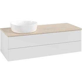 Villeroy & Boch V&B Antao Servantskap med 2 skuffer 120x50x36 cm, m/lys, Hvit Bl