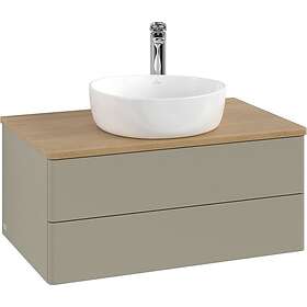 Villeroy & Boch V&B Antao Servantskap med 2 skuffer 80x50x36 cm, m/lys, Steingrå
