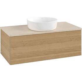 Villeroy & Boch V&B Antao Servantskap med 1 skuff 100x50x36 cm, m/lys, Eik/Crème