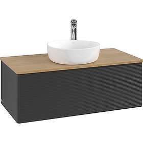 Villeroy & Boch V&B Antao Servantskap med 1 skuff 100x50x36 cm, m/lys, Sort Matt