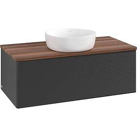 Villeroy & Boch V&B Antao Servantskap med 1 skuff 100x50x36 cm, m/lys, Sort Matt