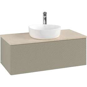 Villeroy & Boch V&B Antao Servantskap med 1 skuff 100x50x36 cm, m/lys, Steingrå/