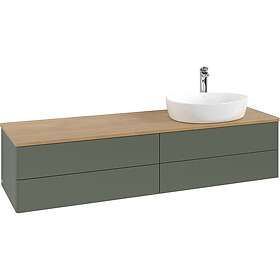 Villeroy & Boch V&B Antao Servantskap med 4 skuffer 160x50x36 cm, m/lys, Grønn M