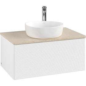 Villeroy & Boch V&B Antao Servantskap med 1 skuff 80x50x36 cm, m/lys, Hvit Matt/