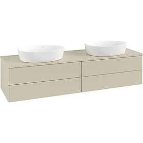 Villeroy & Boch V&B Antao Servantskap med 4 skuffer 160x50x36 cm, m/lys, Grå Mat