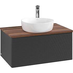 Villeroy & Boch V&B Antao Servantskap med 1 skuff 80x50x36 cm, m/lys, Sort Matt/