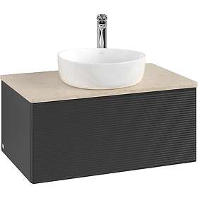 Villeroy & Boch V&B Antao Servantskap med 1 skuff 80x50x36 cm, m/lys, Sort Matt/