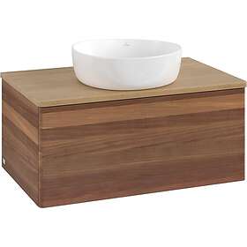Villeroy & Boch V&B Antao Servantskap med 1 skuff 80x50x36 cm, m/lys, Valnøtt/Ei