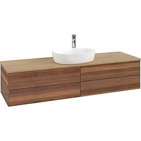 Villeroy & Boch V&B Antao Servantskap med 4 skuffer 160x50x36 cm, m/lys, Valnøtt