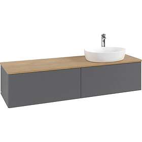 Villeroy & Boch V&B Antao Servantskap med 2 skuffer 160x50x36 cm, m/lys, Antrasi