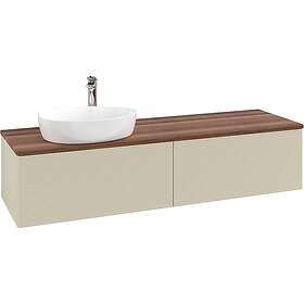 Villeroy & Boch V&B Antao Servantskap med 2 skuffer 160x50x36 cm, m/lys, Grå Mat