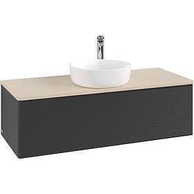 Villeroy & Boch V&B Antao Servantskap med 1 skuff 120x50x36 cm, m/lys, Sort Matt