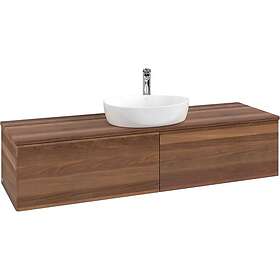 Villeroy & Boch V&B Antao Servantskap med 2 skuffer 160x50x36 cm, m/lys, Valnøtt