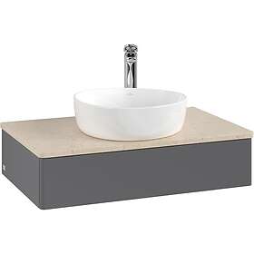 Villeroy & Boch V&B Antao Servantskap med 1 skuff 80x50x19 cm, m/lys, Antrasitt/