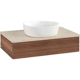 Villeroy & Boch V&B Antao Servantskap med 1 skuff 80x50x19 cm, m/lys, Valnøtt/Cr