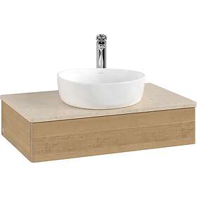 Villeroy & Boch V&B Antao Servantskap med 1 skuff 80x50x19 cm, m/lys, Eik/Crème