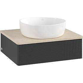 Villeroy & Boch V&B Antao Servantskap med 1 skuff 60x50x19 cm, m/lys, Sort Matt/