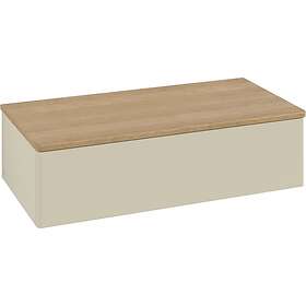 Villeroy & Boch Antao Sideskap 100x50x26,8 cm, m/lys, Grå Matt/Eik