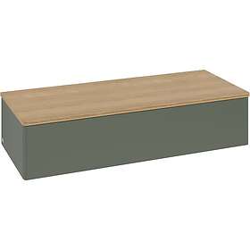 Villeroy & Boch Antao Sideskap 120x50x26,8 cm, m/lys, Grønn Matt/Eik