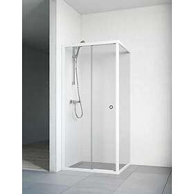 Macro Design Flow Front Dusjhjørne 90x195 cm, Hvit/Klart glass
