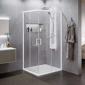 Novellini Zephyros 2,0 AH Skyvedør 82-85 cm, Høyre, Hvit Matt/Klarglass ZEP2AH82