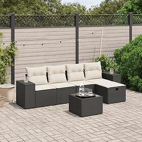 vidaXL Loungegrupp med dynor 6 delar svart konstrotting 3264402
