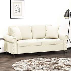 vidaXL 2-sitssoffa med prydnadskuddar gräddvit 140 cm sammet 3200953