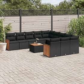 vidaXL Loungegrupp med dynor 12 delar svart konstrotting 3228113