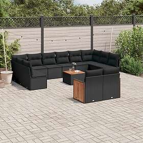 vidaXL Loungegrupp med dynor 12 delar svart konstrotting 3228127