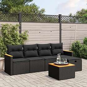 vidaXL Loungegrupp med dynor 6 delar svart konstrotting 3265290