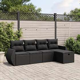 vidaXL Loungegrupp för trädgården med dynor 5 delar svart konstrotting 3264081