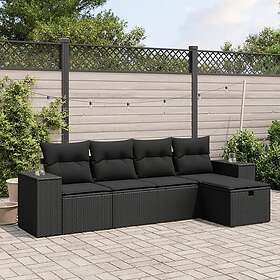 vidaXL Loungegrupp för trädgården med dynor 5 delar svart konstrotting 3264391