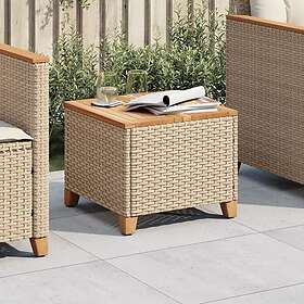 vidaXL Garden Table beige 45x45x37 cm polyrattan acacia wood 366327