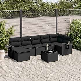 vidaXL Loungegrupp för trädgården med dynor 8 delar svart konstrotting 3220484