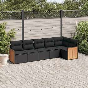 vidaXL Loungegrupp med dynor 6 delar svart konstrotting 3227665