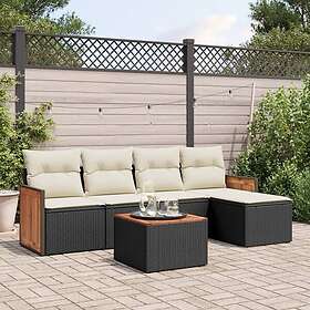 vidaXL Loungegrupp med dynor 6 delar svart konstrotting 3227603