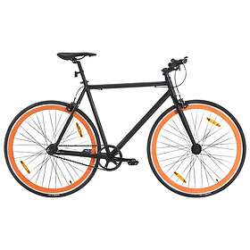 vidaXL Fixed gear cykel svart och orange 700c 51 cm 92252