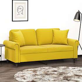 vidaXL 2-sitssoffa med prydnadskuddar gul 140 cm sammet 3200951