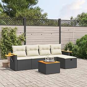 vidaXL Loungegrupp med dynor 6 delar svart konstrotting 3265508