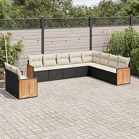 vidaXL Loungegrupp 10 delar med svarta dynor konstrotting 3227792