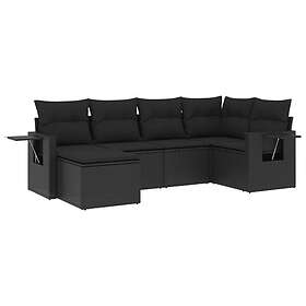 vidaXL Loungegrupp med dynor 6 delar svart konstrotting 3252792