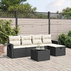 vidaXL Loungegrupp med dynor 6 delar svart konstrotting 3263782