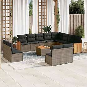 vidaXL Soffgrupp för trädgården med dynor 13 delar grå konstrotting 3228160