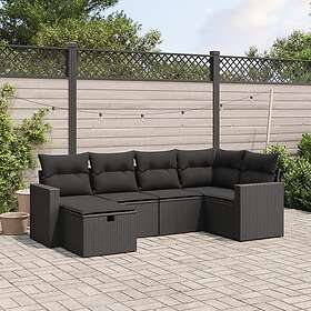 vidaXL Loungegrupp med dynor 6 delar svart konstrotting 3263481